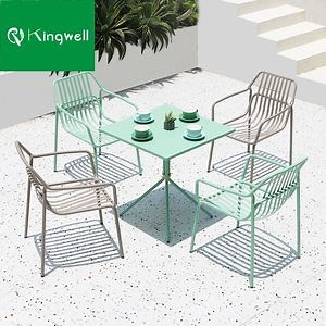 [Hot Item] Metal Bistro Table Set with Colorful Aluminum Chair for Garden