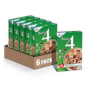 Basic 4 Heart Healthy Cereal, Fruit and Nut Fiber Cereal with Whole Grain, 19.8 oz (Pack of 6)