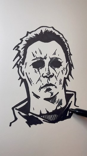 𝐁𝐞𝐧𝐣𝐢 𝐒𝐭𝐮𝐟𝐟 on Instagram: "Michael Myers drawing tutorial step by step 🗣️👻 #fyp #art #drawing #michaelmyers #halloween"