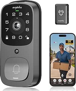 WiFi Smart Door Lock with Camera, 5-in-1 Fingerprint Keyless Entry Door Lock - 2K Video Doorbell Camera • Two-Way Audio • Dual Motion Sensors • App Remote Control • Keypad Code • 32G Storage Capacity