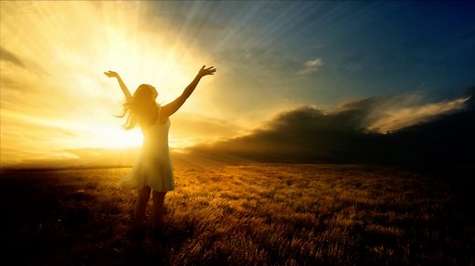 Woman, Field, Raised Hands. Free Stock Video