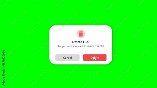 Digital Confirmation Dialog for File Deletion on Green Screen - User Interface Prompt for Secure Data Management