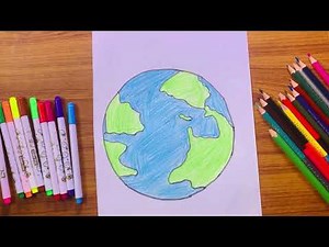 How to Draw Earth Step by Step 🌍 | Easy Drawing and Coloring for Kids