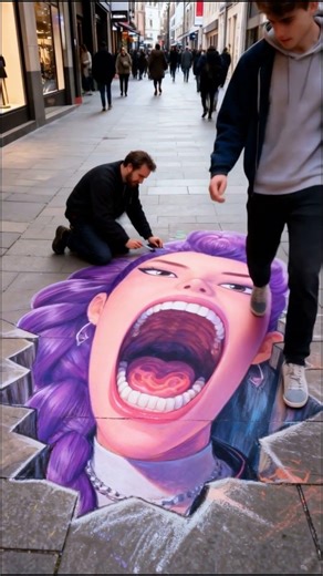 K-pop rumi's 3D street art prank #illusion #viral
