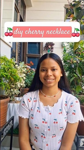 how to make cherry necklace🍒 | Beading idea | diy cherry necklace | Beaded jewellery for beginners