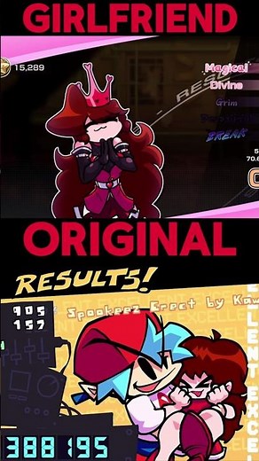 FNF Holy Quintet Girlfriend VS Original Result Screen Animation Comparison!