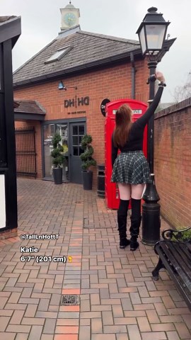 Super Tall Women on Instagram: "👉 Can’t get enough of Katie? I’m thrilled she decided to take her height comparison outside and continue to wow all fans! 🌟 Katie Woolls, standing at an incredible 6’7” (201 cm), never fails to amaze with her stunning height. It’s a sight you have to see! 😲 Drop a ❤️ if you’re as amazed as I am! Featuring: @tallgirlkatie • • • • • • • #TallLnHottT #TallWomen #HeightGoals #IncredibleHeight #HeightComparison #TallAndBeautiful #TallGirlStyle #HeightCheck #Fashioni