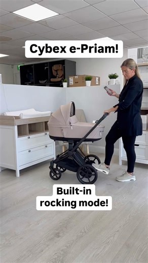 The #Cybex e-Priam has a built-in rocking mode that gently soothes your newborn - anytime, anywhere.