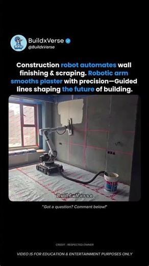 Robotic arm smooths plaster with flawless guided accuracy 😳⚡