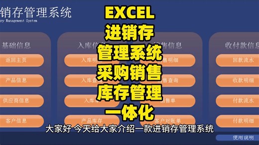 EXCEL进销存管理系统：采购、销售、库存管理一体化
