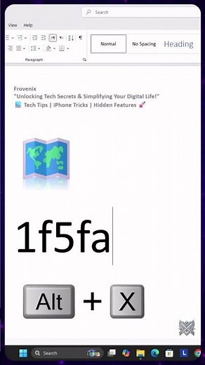 💡 Secret Shortcut to Add the 1F5FA World Map Emoji in MS Word! 🗺️ #techtricks #mswordmagic #msword