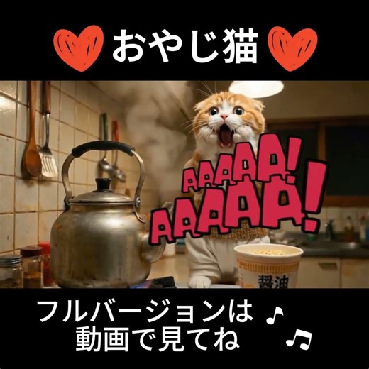 AI猫 ※閲覧注意？カップ麺の具を先に食べた猫の絶叫がヤバい #おやじ猫 #shorts #カップラーメン