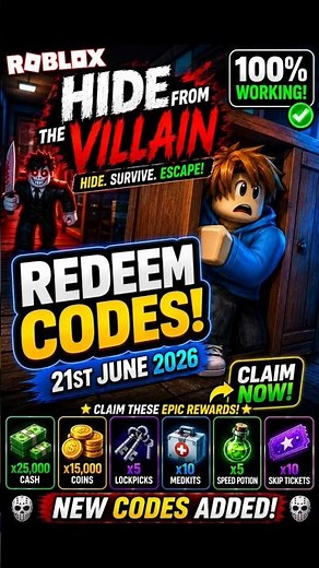 Hide from the Villain Redeem Codes | Roblox Hide from the Villain Redeem Codes