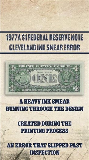 1977A $1 Cleveland Federal Reserve Ink Error