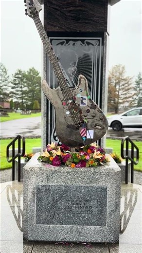 Guitar view of Jimi Hendrix's grave at Greenwood Memorial Park