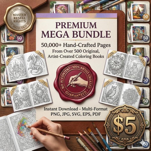 500  Hand Drawn Coloring Books Bundle, 50,000  Pages (instant Download) - Etsy