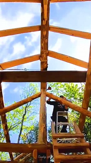 64K views · 1K reactions | Roofing a Steep 12_12 Pitch! _ Ep68 _ Outsider Log Cabin #survival #adventure #wilderness | Trending 2563 | Facebook