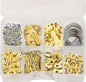 120 pcs Picture Hanging Kit with Wire, Hooks, Nails, Picture Hangers, D-Rings, Canvas Hanging Kit