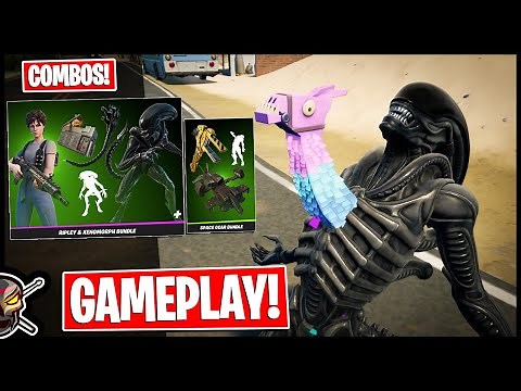 RIPLEY & XENOMORPH BUNDLE Gameplay + Combos! Before You Buy (Fortnite Battle Royale)