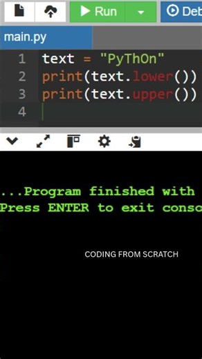 upper() and lower() in #python #coding #programming #shorts #learnpython #ytshorts #shorts #youtube