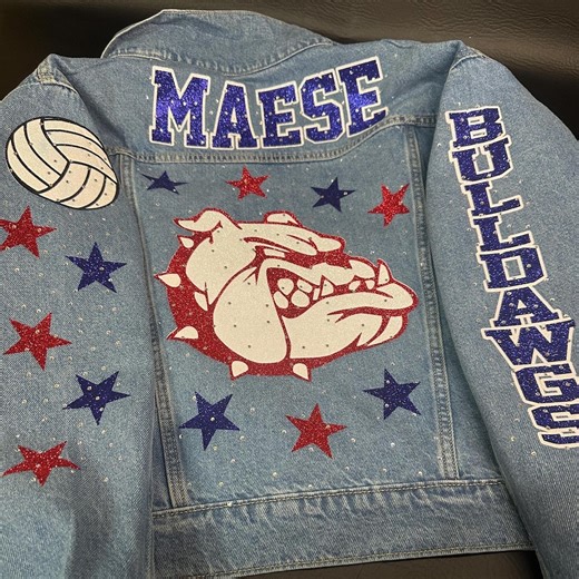 Bulldog Custom Jean Jacket: Game Day Team Spirit Denim Jackets Made to Order Personalized Jacket Bulldawgs - Etsy