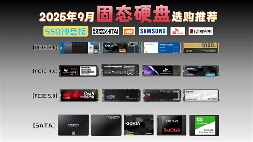 【SSD神盘榜买前必看】PCIE4.0、PCIE3.0、SATA固态硬盘推荐！系统盘、游戏盘需求通通满足：铠侠/西数/三星/海力士/致钛/金士顿等！闭眼可入！
