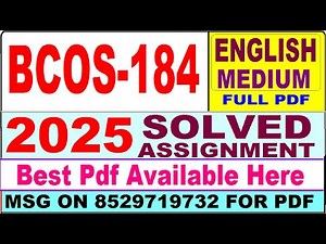 BCOS 184 solved assignment 2025 || bcos 184 solved assignment 2024-25 in English || ignou bcos184