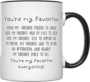 YouNique Designs Boyfriend Mug - 11 Oz, I Love You Coffee Mug Gifts for Him & Her, Sentimental Gifts for Boyfriend or Girlfriend (Black Handle)