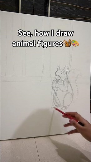 See how I draw animal figures from simple lines to life🐿️🎨 #art #artlovers #sketch #drawing #video