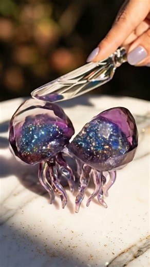 Iridescent Glass Jellyfish Cutting | So Relaxing!