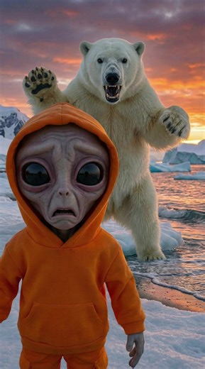 ZokZok Polar Bear Edition: Alien and Polar Bear Dancing in Sync – Part 1 👽 #fyp #comedyvideo #laugh #trending #dance