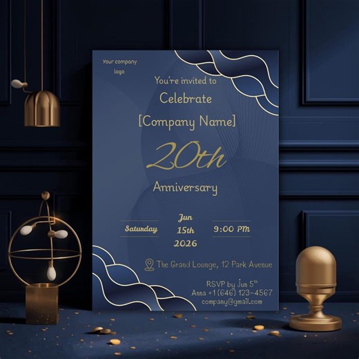Corporate Event Invitation Template, Company Anniversary Invite, Office Party, Editable Canva Template, Digital Download - Etsy