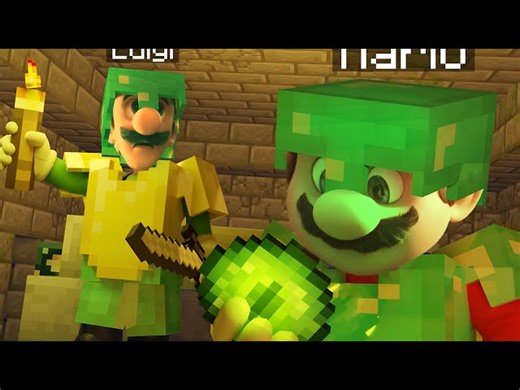 Mario and Luigi in Minecraft