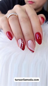254K views · 2K reactions | Red, white & crystal perfection ✨ This glam red and white manicure with rhinestones blends elegance and attitude for a show-stopping look. #rednails #whitenails #rhinestonenail #Nails #NailArt #Nailsdesign #Nailsofinstagram | Manichiura cu gel | Facebook