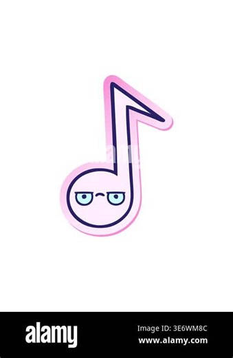 attention grabbing animation of sticker of a cute cartoon musical note Stock Video Footage - Alamy