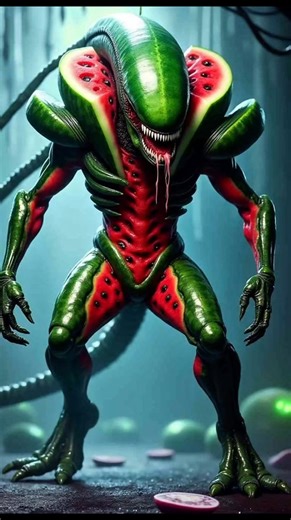 Yapay Brain on Instagram: "A fusion that’s out of this world! 🍉👾 The watermelon-xenomorph hybrid is a bizarre alien predator with a juicy twist. 😱🔥 . . . #ai #aiart #yapayzeka #hybrid #hybridanimal #hybridanimals #artificialintelligence #fusion #hybridcreatures #aigenerated #viralreels #explorepage #trendingnow #fantasywildlife #epicmutations #unrealcreations #creepyfusions #alienart #instaart"