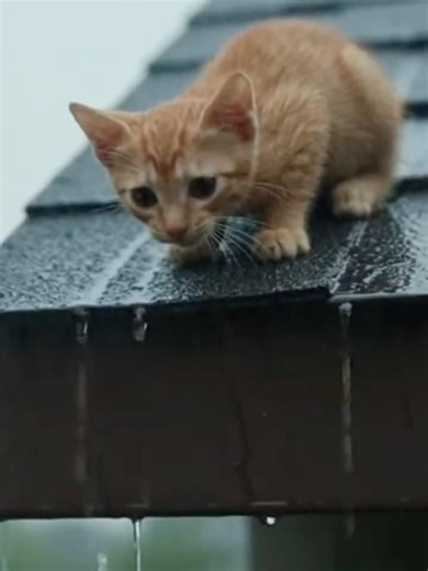 🌧️🐱💔This tiny kitten was trapped on a roof in the rain… listen to its cry.#catrescue #kittenlove