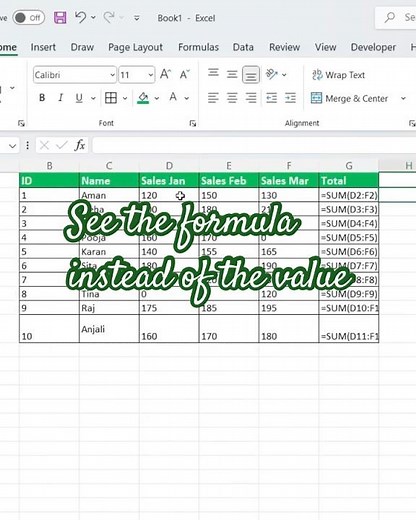 Show All Your Excel Formulas Instead of Values #excel #excelinterview