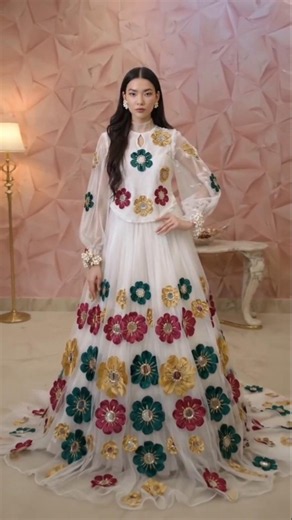 NoBeautiful 3D Flower Embroidery Full Gher Umbrella | Fashion Design