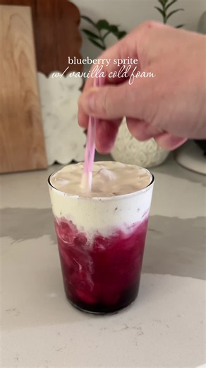 Bluebird Dirty Soda Recipe — Blueberry Sprite with Vanilla Cold Foam