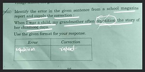 (fiii) Identify the error in the given sentence from a school m... | Filo