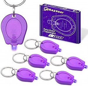 6 Pack Mini UV LED Keychain, 395nm UV Keychain Flashlight, Keychain Light Black Light for Detections - Purple Shell