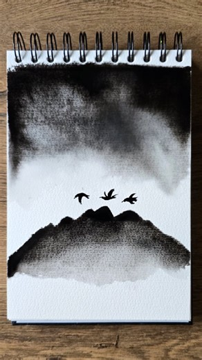 Paint this simple black-and-white watercolor landscape with me in few minutes 🤍 . #nature #winter #landscape #art #artreel #paintingprocess #drawingtutorial #artgallery #easy #easydrawing #artlover #watercolorpainting #painting #drawing #draw #drawingoftheday #instagram #explore #reels #viral #trend #trending #foryou #uk | Yara Gallery