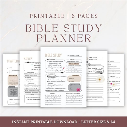 Digital Bible Study Template | SOAP Study, Sermon Notes, Chapter Summary, Prayer Journal Pages - Etsy