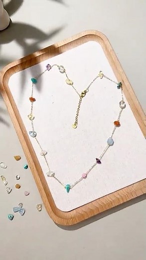 🌈 Mixed Raw Stone Beaded Gold Chain Necklace | Boho Handmade Jewelry