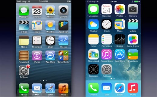 【Nobel Tech】iOS 6 vs iOS 7：界面对比
