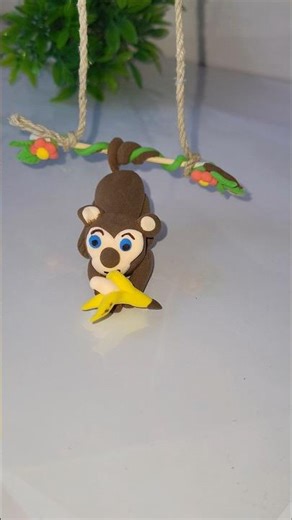 Cute Clay Monkey 🐵 | Easy Clay Art #diy #shorts #clayart