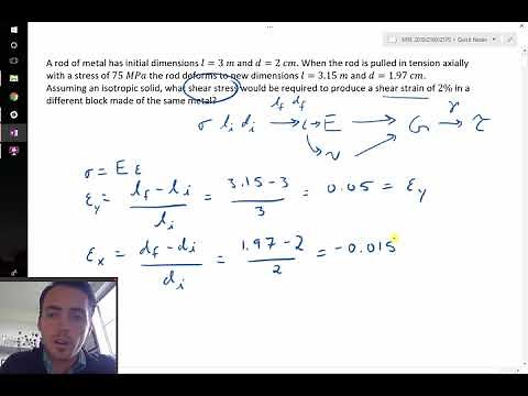 Elastic constant interrelations (Shear modulus, Poisson's ratio, Young's modulus) example problem