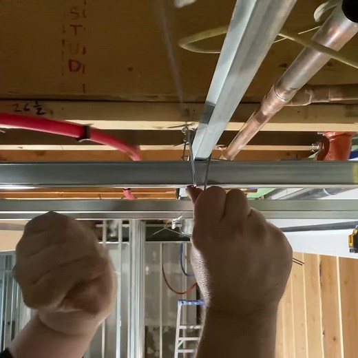 How to tie furring bar to carrying channel (drywall drop ceiling)