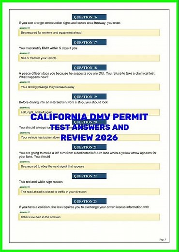 CALIFORNIA DMV PERMIT TEST ANSWERS AND REVIEW 2026 video